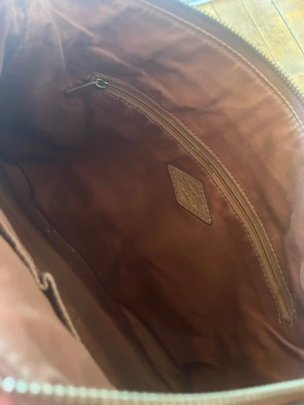 Fossil Kinsley Brown and Black Leather Crossbody with Textured Accent